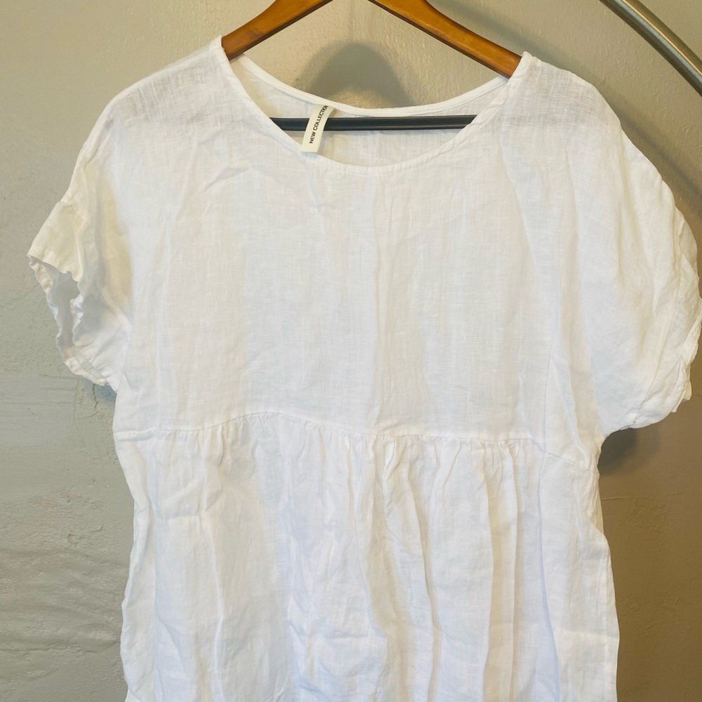 White 100 % linen women top
0044
